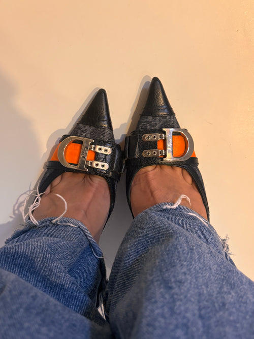 Christian Dior Black Pointed-Toe D-Buckle Heels | Vintage Early 2000s | EU 38 / UK 5 / US 7.5