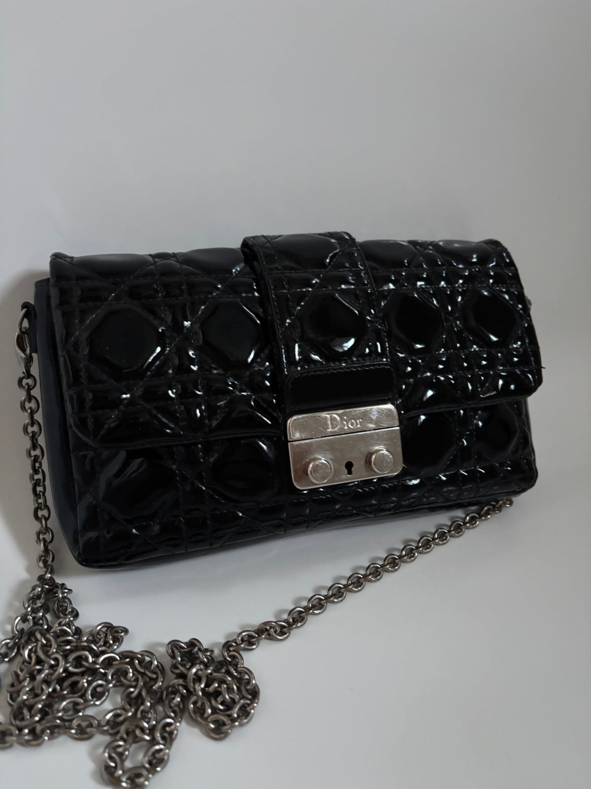 Christian Dior Patent Cannage Mini New Lock Pouch — Black | 2009