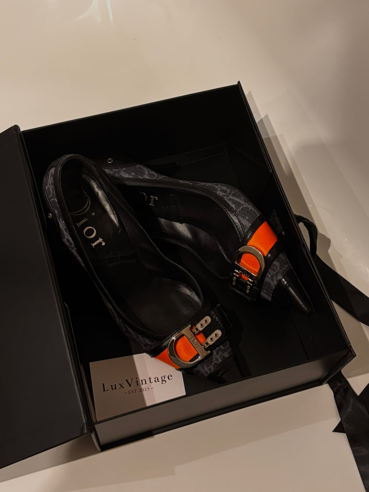 Christian Dior Black Pointed-Toe D-Buckle Heels | Vintage Early 2000s | EU 38 / UK 5 / US 7.5