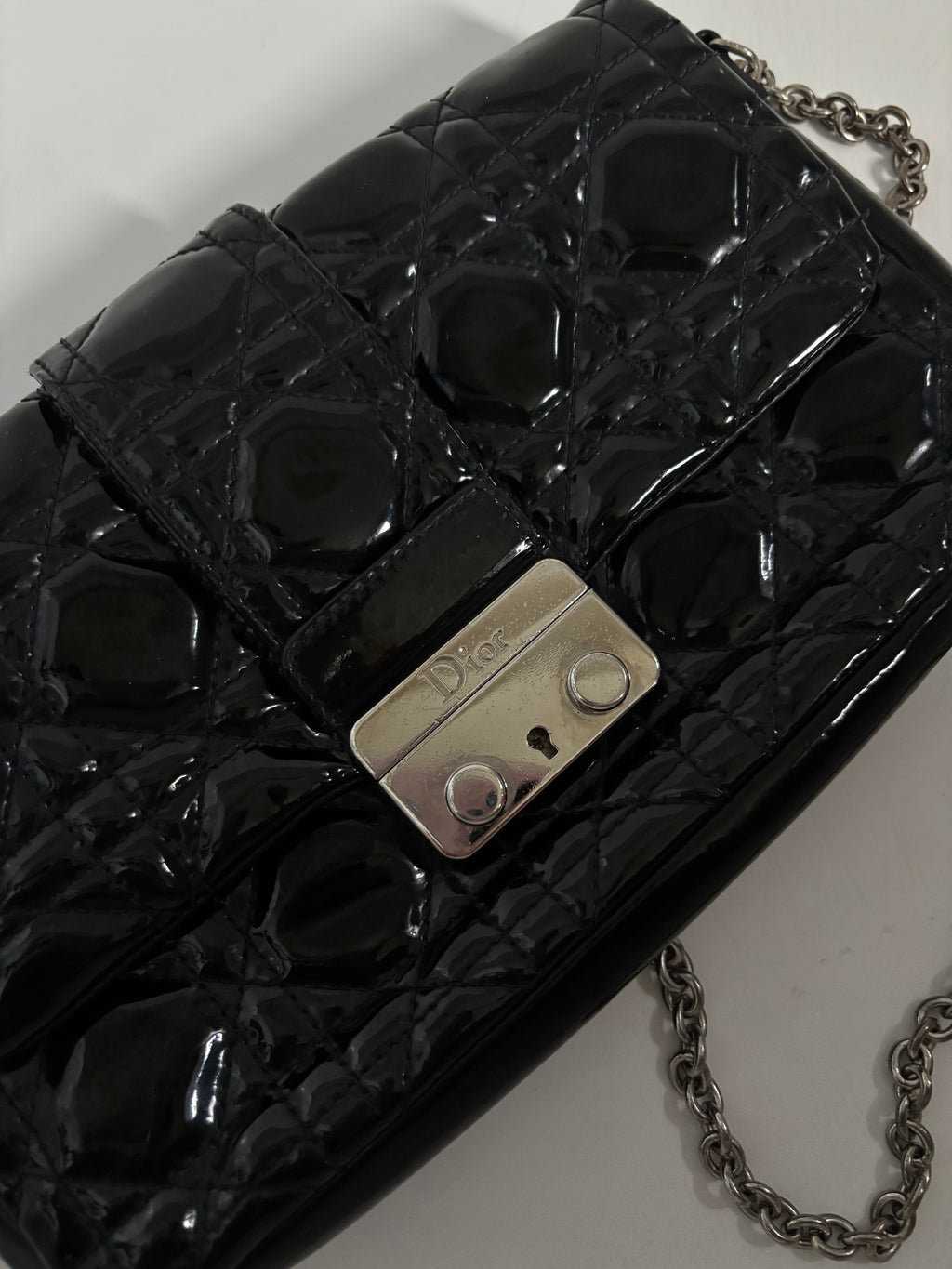Christian Dior Patent Cannage Mini New Lock Pouch — Black | 2009