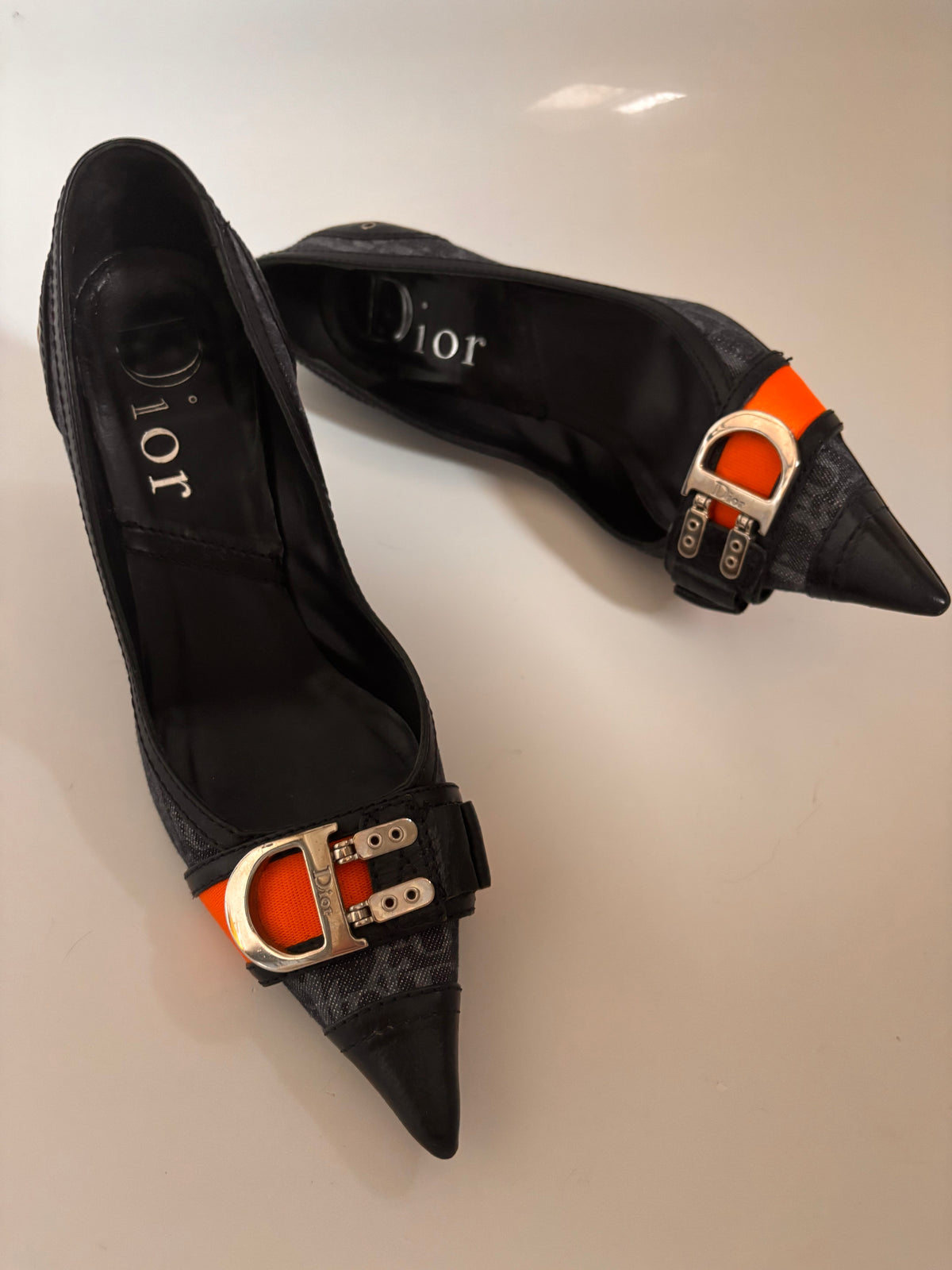 Christian Dior Black Pointed-Toe D-Buckle Heels | Vintage Early 2000s | EU 38 / UK 5 / US 7.5