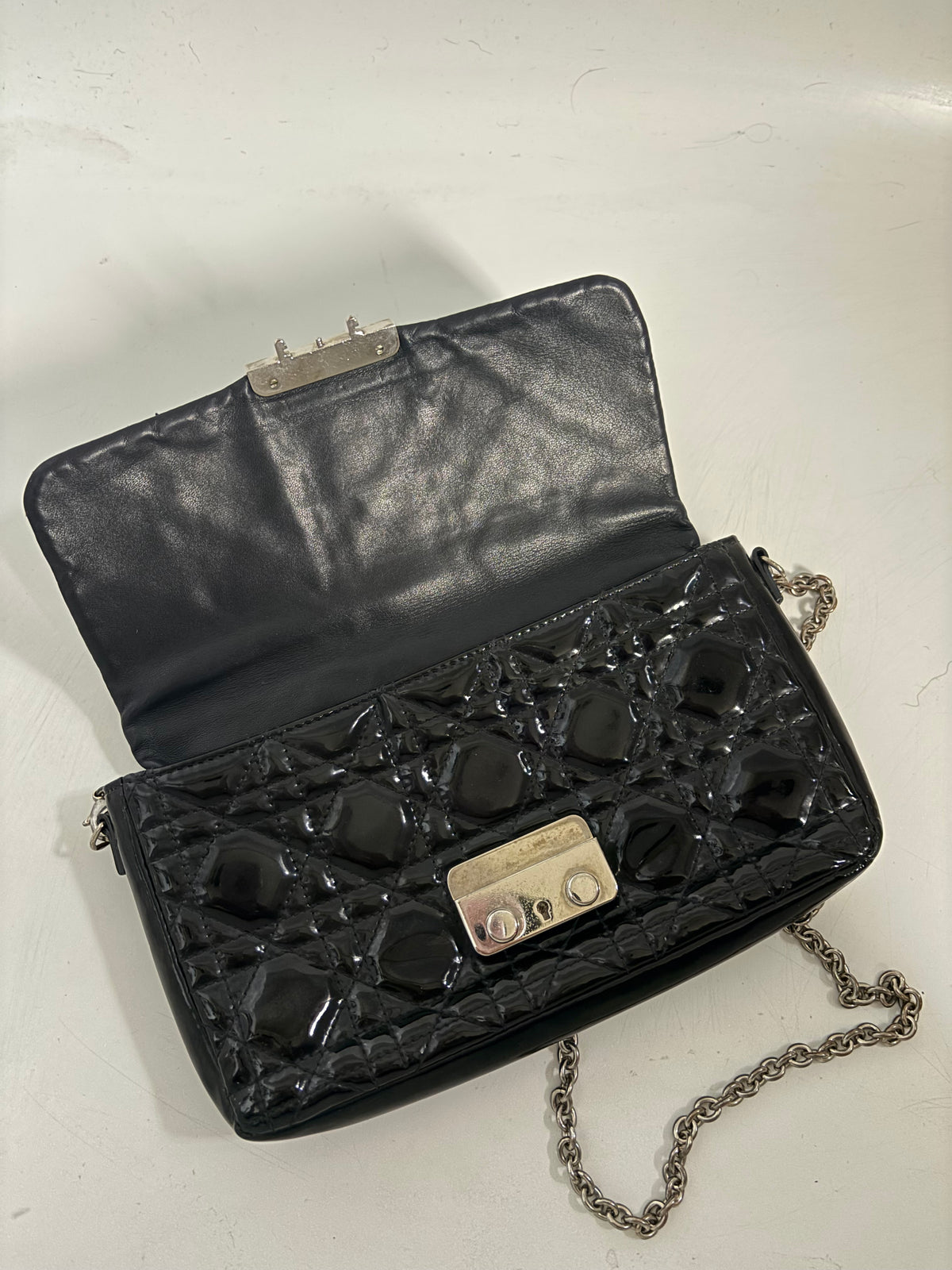 Christian Dior Patent Cannage Mini New Lock Pouch — Black | 2009