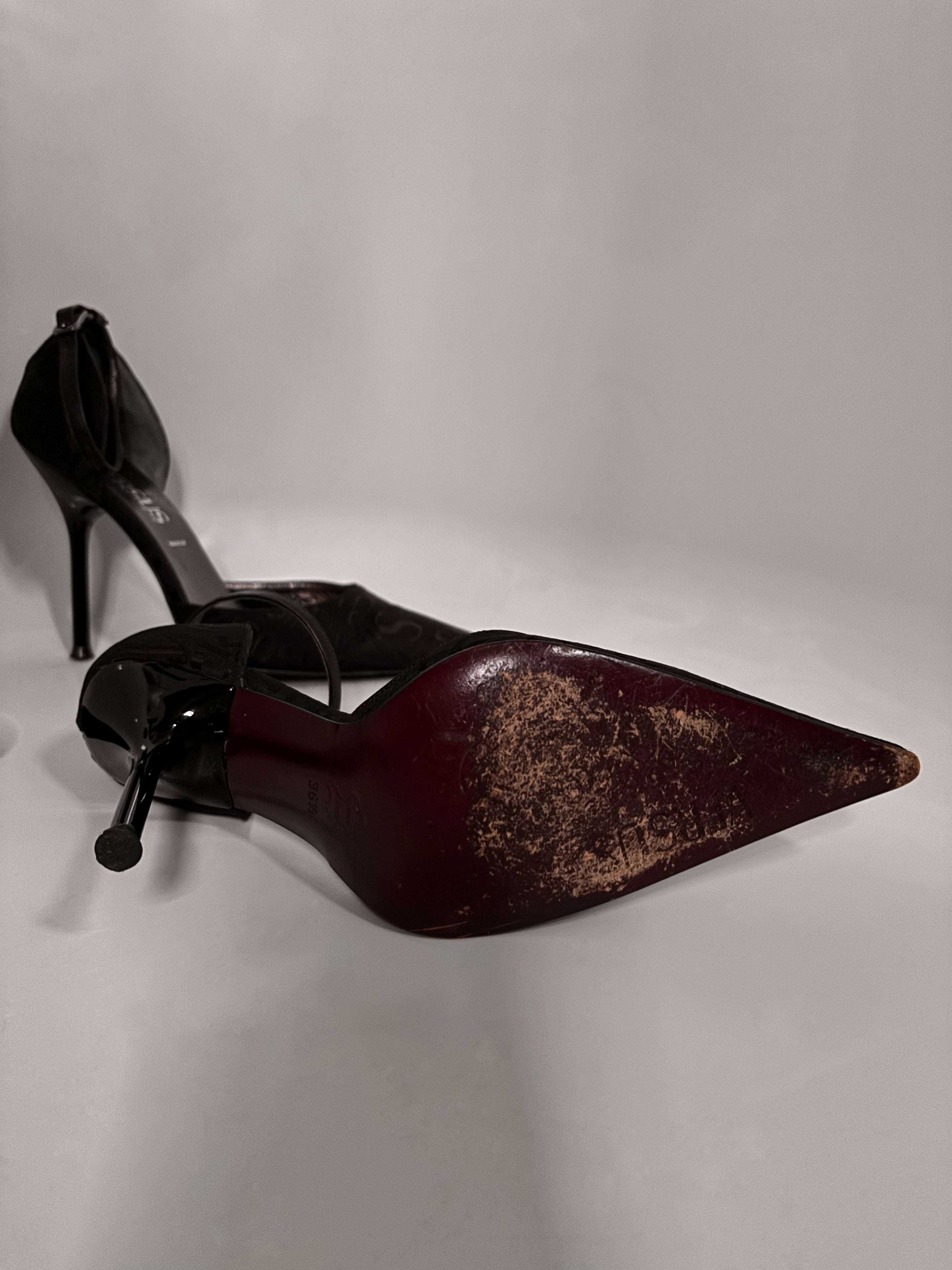Vintage Versus Versace Logo Jacquard Pointed Toe Heels | EU 36.5 / UK 3.5 / US 6.5