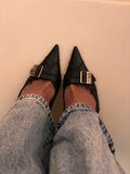 Christian Dior Black Leather T-Strap Logo Buckle Heels – John Galliano Era (Early 2000s) | EU 39.5 / UK 6.5