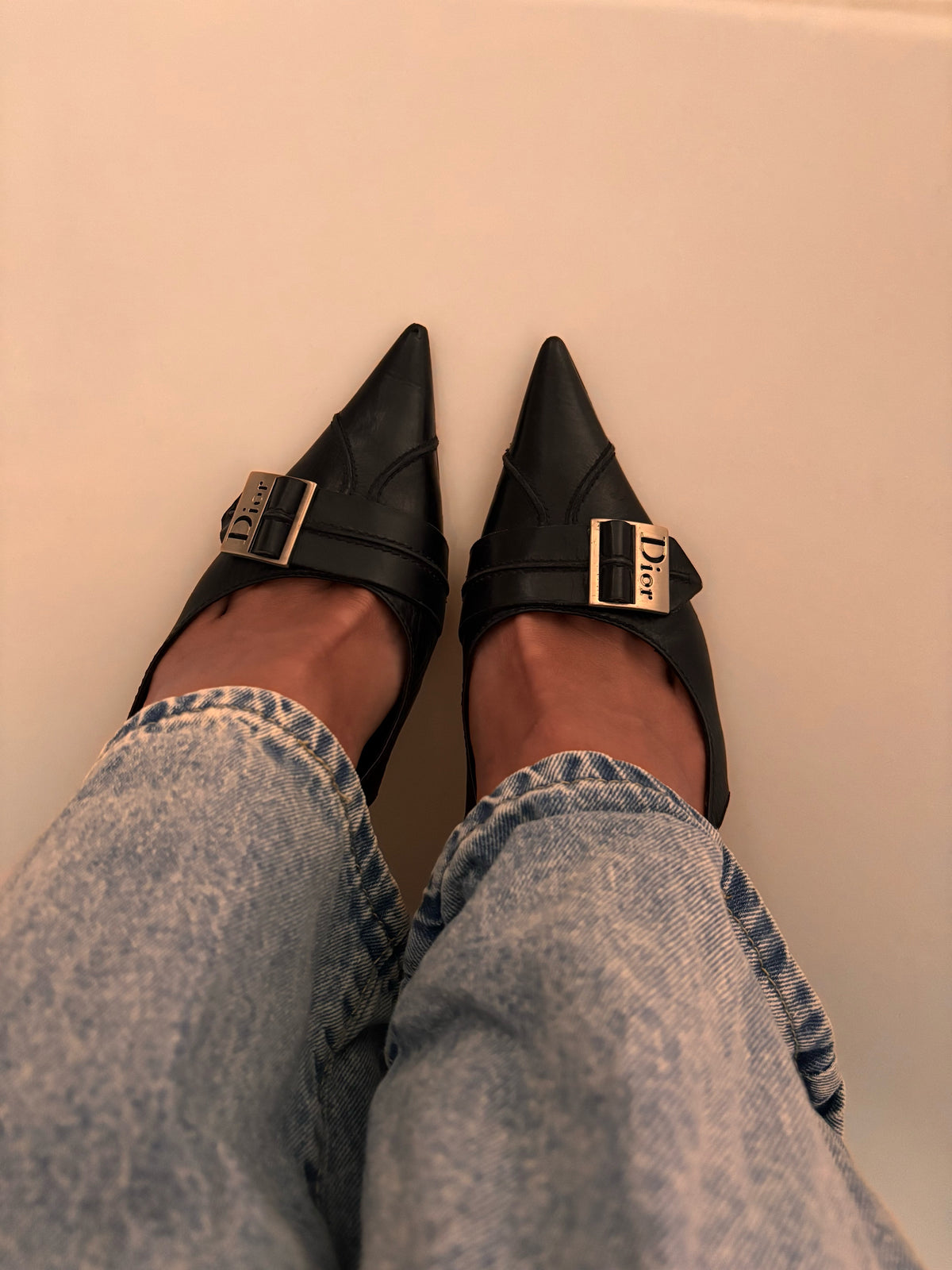 Christian Dior Black Leather T-Strap Logo Buckle Heels – John Galliano Era (Early 2000s) | EU 39.5 / UK 6.5