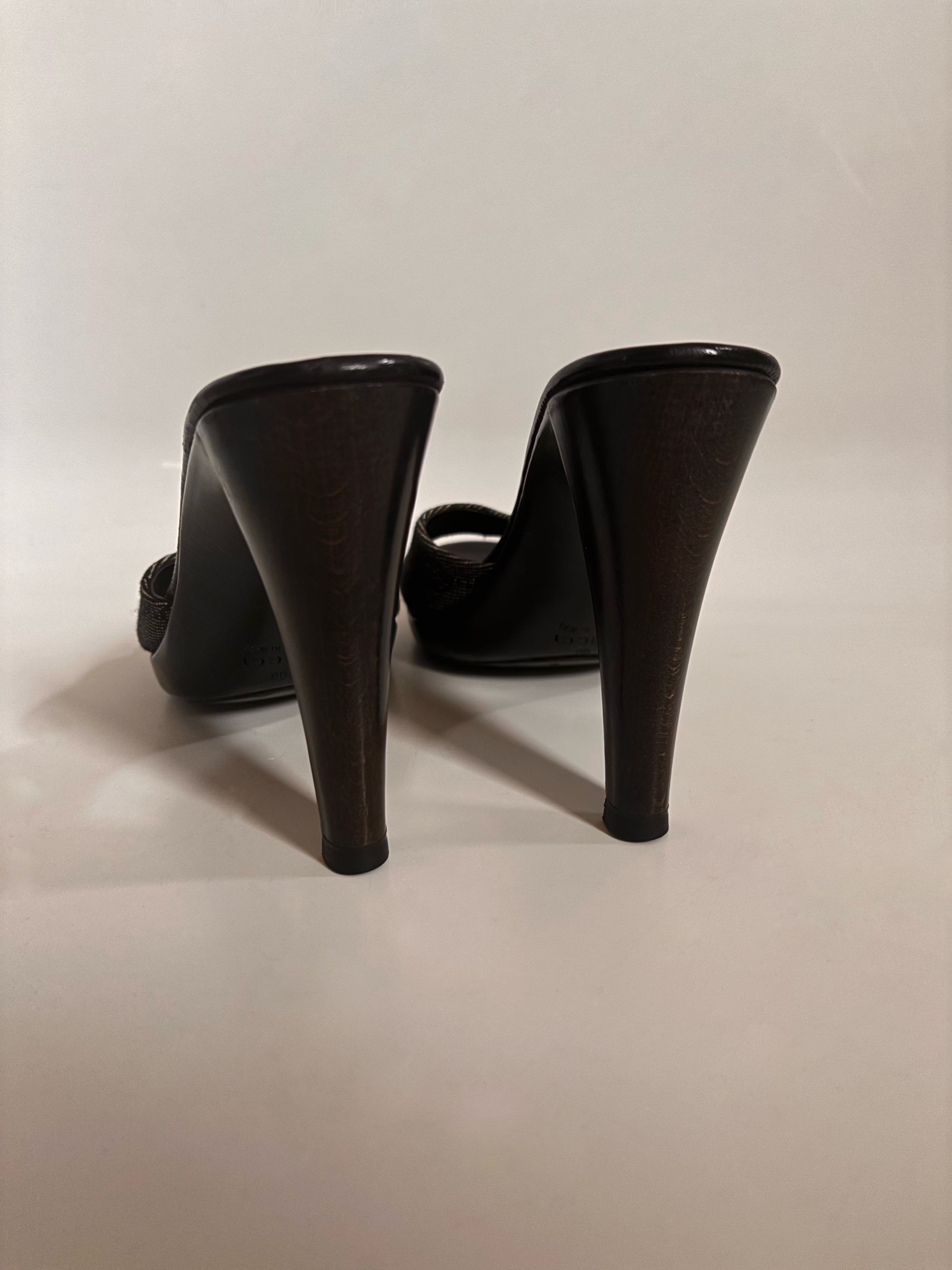 Vintage Gucci GG Monogram Canvas Logo Heeled Mules – Early 2000s | EU 38 / UK 5 / US 7