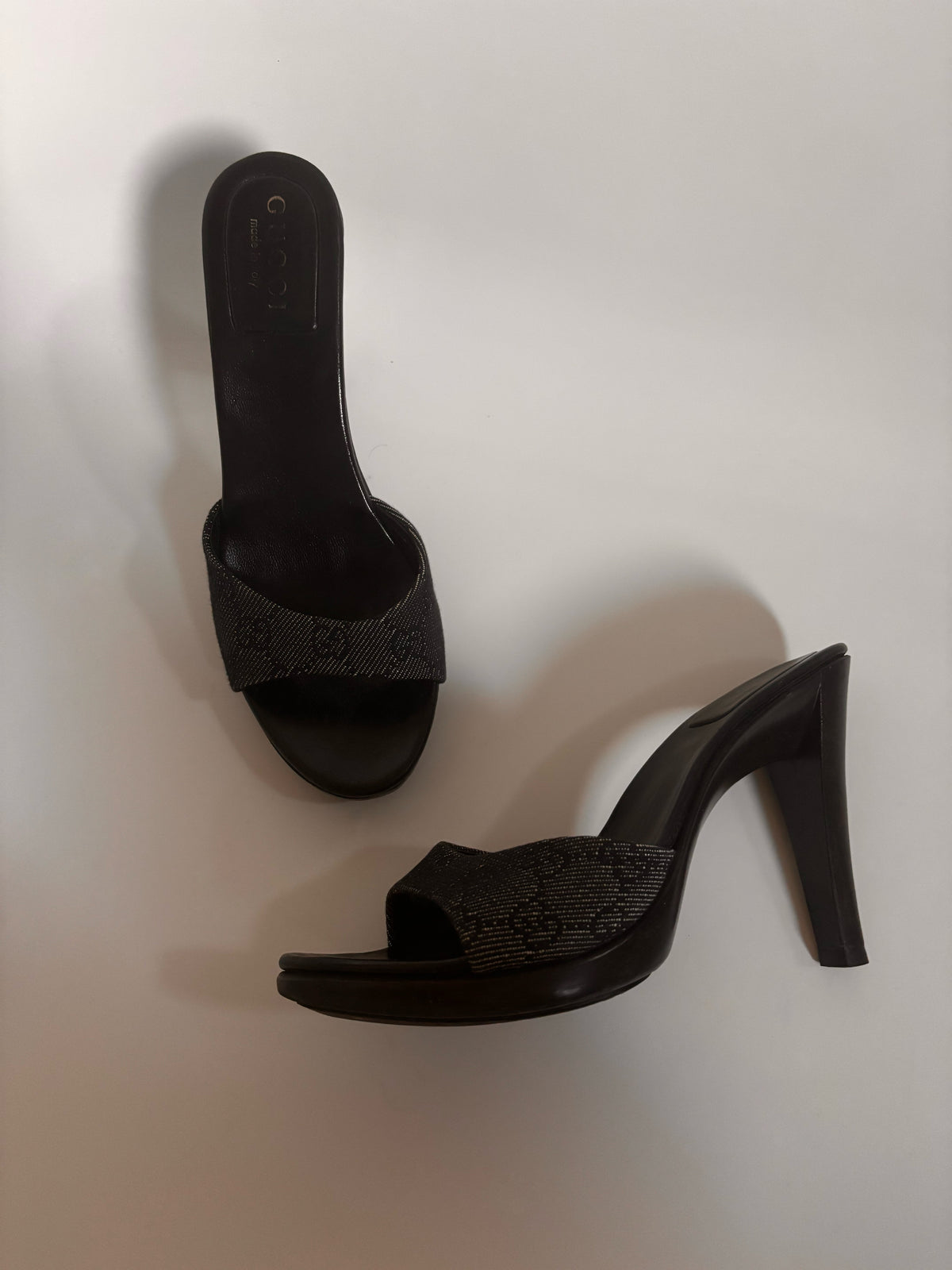 Vintage Gucci GG Monogram Canvas Logo Heeled Mules – Early 2000s | EU 38 / UK 5 / US 7