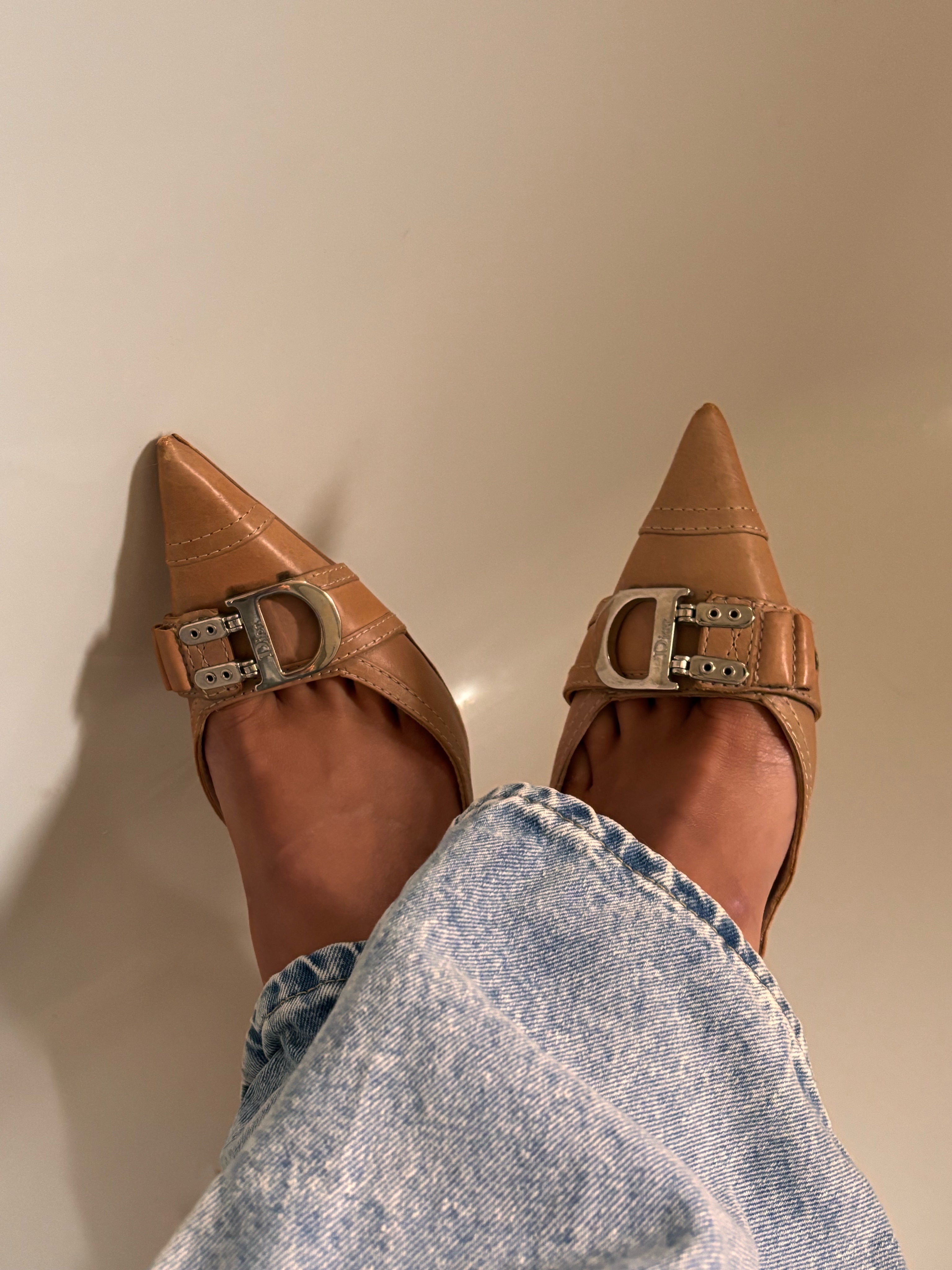 Christian Dior D-Buckle Pointed-Toe Heels | Vintage Early 2000s John Galliano | EU 39 / UK 6 / US 8.5