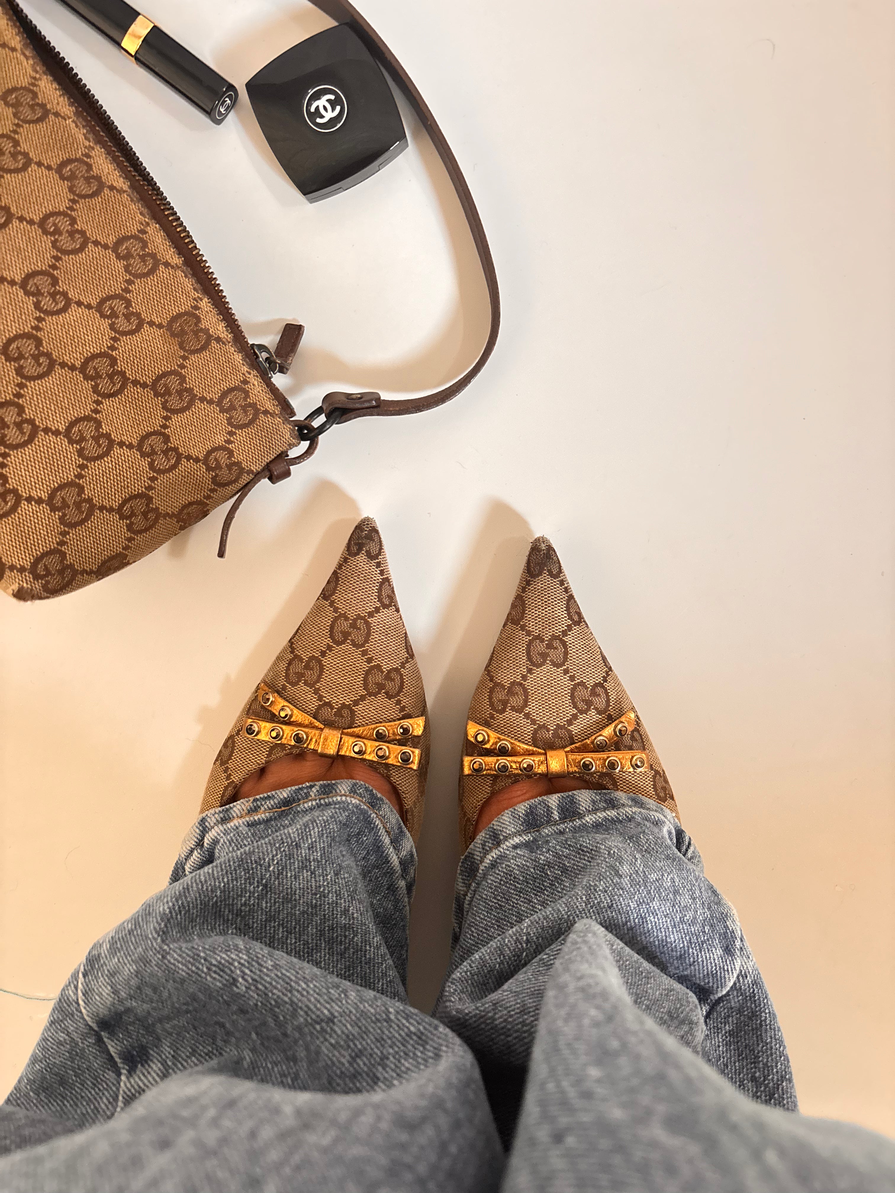 Vintage Gucci GG Monogram Canvas Pointed-Toe Pumps – Early 2000s | EU 39C / UK 6 / US 8.5