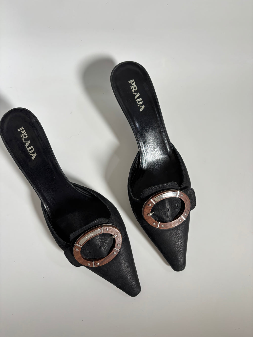 Vintage Prada Pointed-Toe Buckle Mules – Early 2000s | EU 39 / UK 6.5 / US 8.5