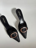 Vintage Prada Pointed-Toe Buckle Mules – Early 2000s | EU 39 / UK 6.5 / US 8.5