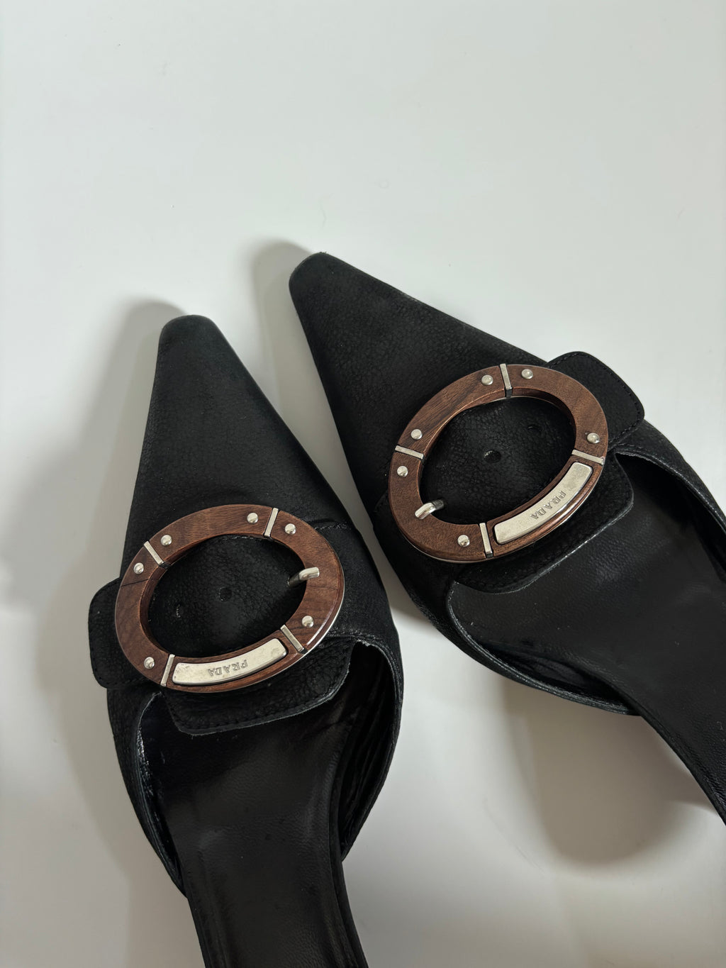 Vintage Prada Pointed-Toe Buckle Mules – Early 2000s | EU 39 / UK 6.5 / US 8.5